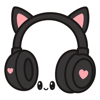 gothic headphones, black and pink colors, no background sticker
