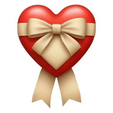 red heart with beige bow sticker