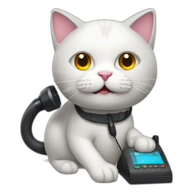 busy cat with handset sticker