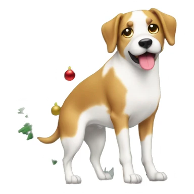 Dog peeing on Christmas tree sticker