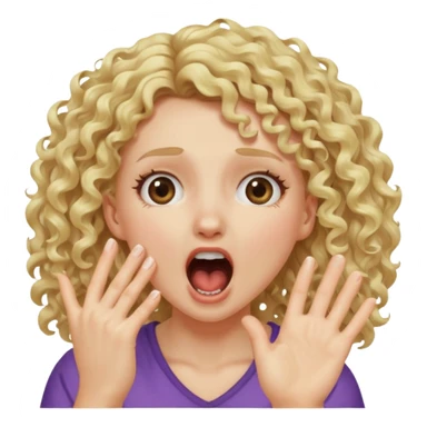 Emoji di ragazza bionda riccia che urla e mette una mano in faccia sticker