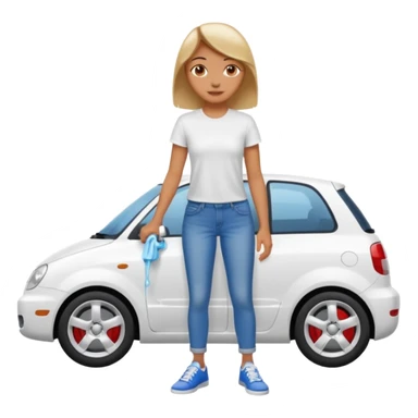 car washer woman with car  sticker