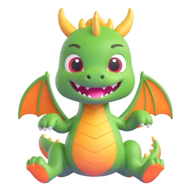 face of a cute fitness dragon coach, 3D emoji style, playful expression sticker