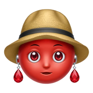 A single red crystal gemstone character wearing hat,  no mouth no face. two eyes sticker