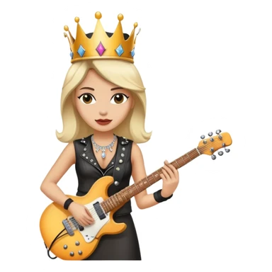 a rock and roll queen, female musician with crown, electric guitar, rock star attitude sticker