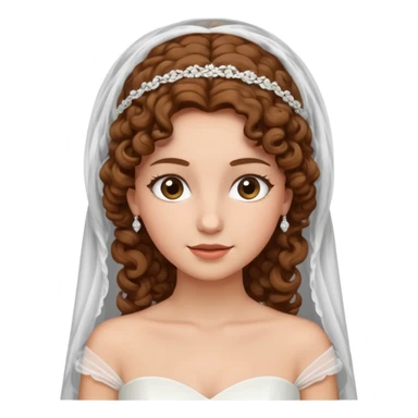A bride with a curly brown hair and veil sticker