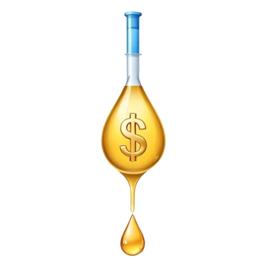 pipette positioned above a golden drop with a dollar sign inside the drop sticker