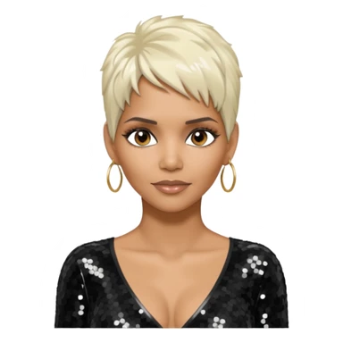 Halle Berry with platinum blonde hair, black sequin outfit  sticker