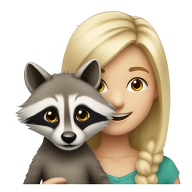 Blonde girl with smiling racoon sticker