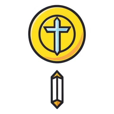 saint emblem with light blue colors, halo and divine light sticker