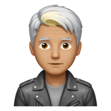 man with long metalic hair lether jacket sticker