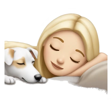 White blonde girl who sleeping in cuddle with her jack russel  sticker