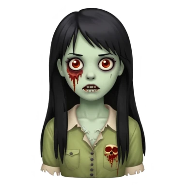 zombie girl with black long hair and side bangs sticker