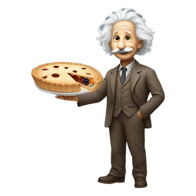 happy albert einstein holds pie chart in his hand sticker