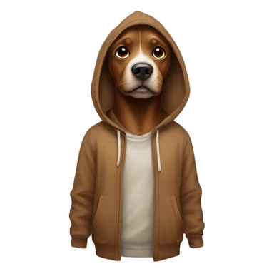Dog wearing a brown hoodie  sticker