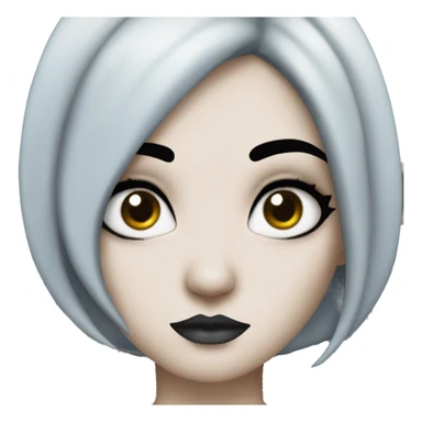 girl with lkbyysvb black hair, one eye gray, the other blue, skin slightly dark-eyed, plump lips
 and tattoo art sticker