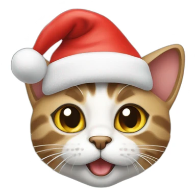 cat washes itself wearing santa claus hat sticker