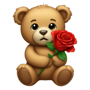 Teddy bear holding a red rose sticker