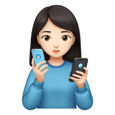  A chinese girl watching video on her charging phone sticker