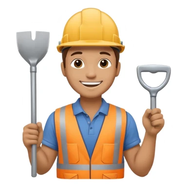 a construction worker holding shovel lifting towards his shoulder sticker