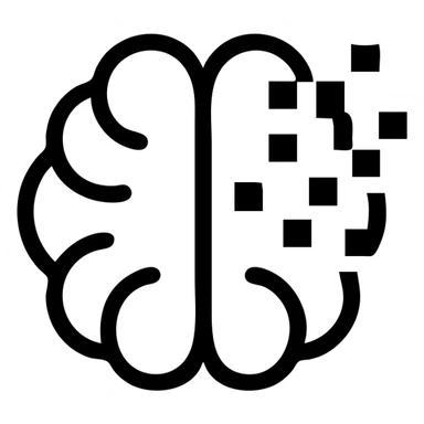 icon of brainrot as a brain with digital pixelation, outlined, contemporary icon style sticker