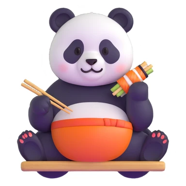 panda eating sushi sticker