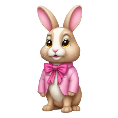 Bunny wearing a pink bow and fur coat  sticker