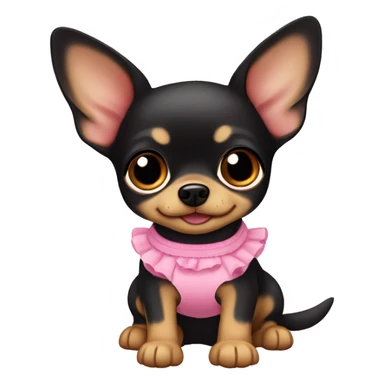black & tan chihuahua puppy wearing a pink dress sticker