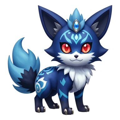 Shiny Evil mExotic Badass Colorful Ethereal Royal Mysterious Gothic Meowstic-Zorua-Litten-Noibat-Pokémon-Fakémon-hybrid-creature (full body) with pattern-markings sticker