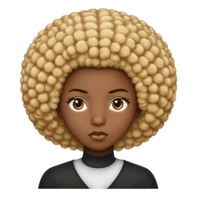 Un regard clair qui tranche avec une peau foncée intense, un afro naturel marqué de mèches blondes, et une expression calme mais affirmée. sticker