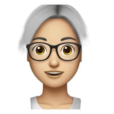 Cute white girl glasses black straight hair sticker