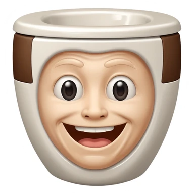 a human head, often with a distorted, grinning expression, emerging from a white, black, or gray toilet bowl sticker