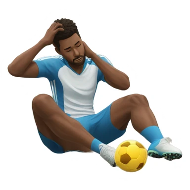 soccer player sitting on the floor holding his knee in pain sticker