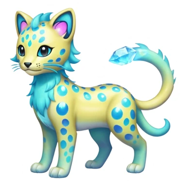 Colorful Iridescent Shiny Pastel Nebulae Glowing Neon Bioluminescent Bright Icy Elemental Pawny Cute Innocent Liepard-Amaura-Litten-Sprigatito-Pokémon-fusion-creature (full body) sticker