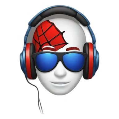 dj spider man wearing headphones. sticker