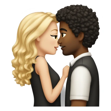 A white girl with blond straight hair kissing a light-skinned brown guy with curly black hair sticker