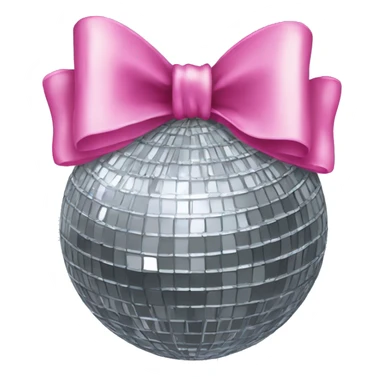 A disco ball with a pink bow on top sticker