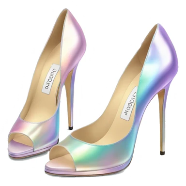 Realistic isolated top view of a pair of pastel  iridescent Jimmy Choo stiletto high heel shoes.  sticker