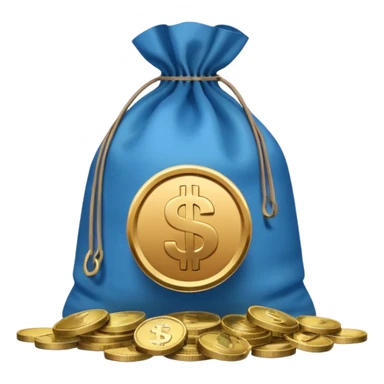 money bag on top of blue coins stack sticker