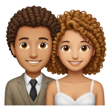 married curly girl & straight hair brown guy sticker