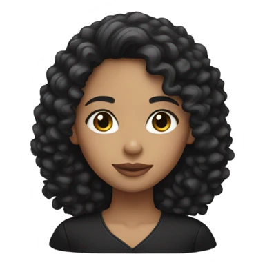 light skin woman with curly black hair black clothes sticker