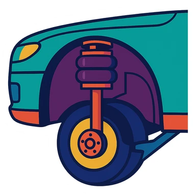 modern cutaway view illustration of car air suspension showing how it fits in the wheel well sticker