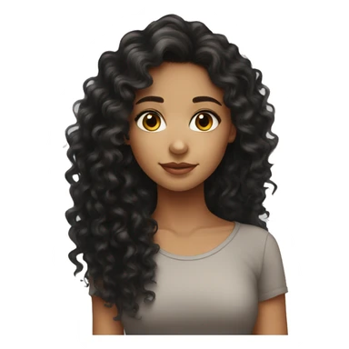 girl, long black curly hair, beautiful hazel eyes sticker
