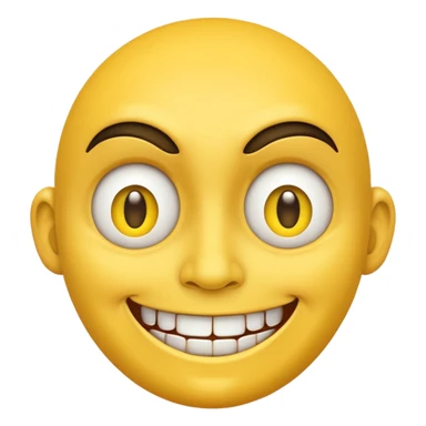 a standard yellow face that is smiling, but uncomfortable at the same time. make it slightly evil and extra points for being unsettling to look at sticker