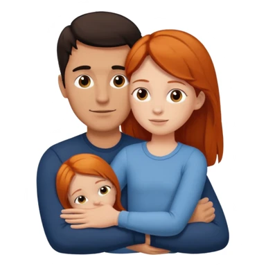 A tall dark-haired tanned man and a small ginger-haired girl hugging sticker