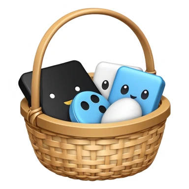 small gift basket with hardly anything it but 3 things white and black sticker