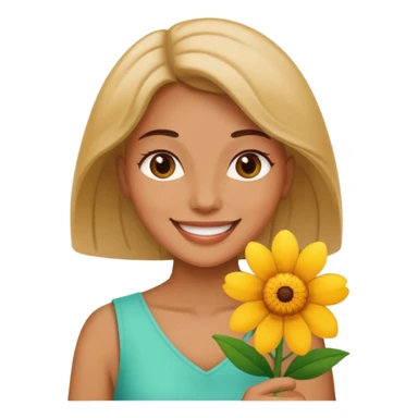 woman holding flower sticker