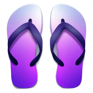 Realistic metallic silver and dark purple gradient pair of summer flip flops isolated. sticker