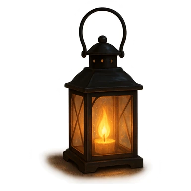 cozy lantern with a flickering light, peaceful sticker