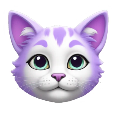 Kawaii colorful bright lilac and white fantasy ethereal anthro feline fursona animal creature sticker